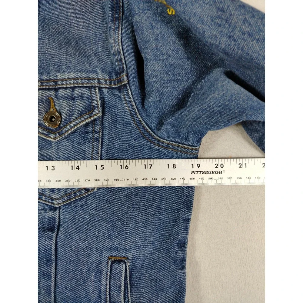 Denim Trucker Jacket Womens Medium Blue‎ Button Front Workwear Port Authority